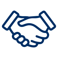 Icon of two hands shaking.
