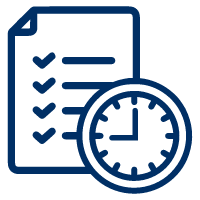 Checklist with a clock icon indicating time management or schedule