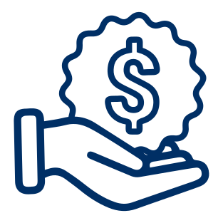 A hand holding a gear with a dollar sign inside, symbolizing financial management or economic services.