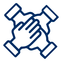 Icon of two hands shaking with plumbing pipes around them