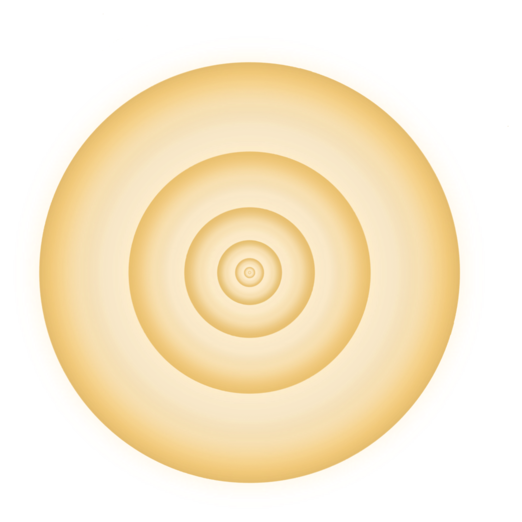 Golden concentric circles on a white background, creating a tunnel or spiral visual effect.