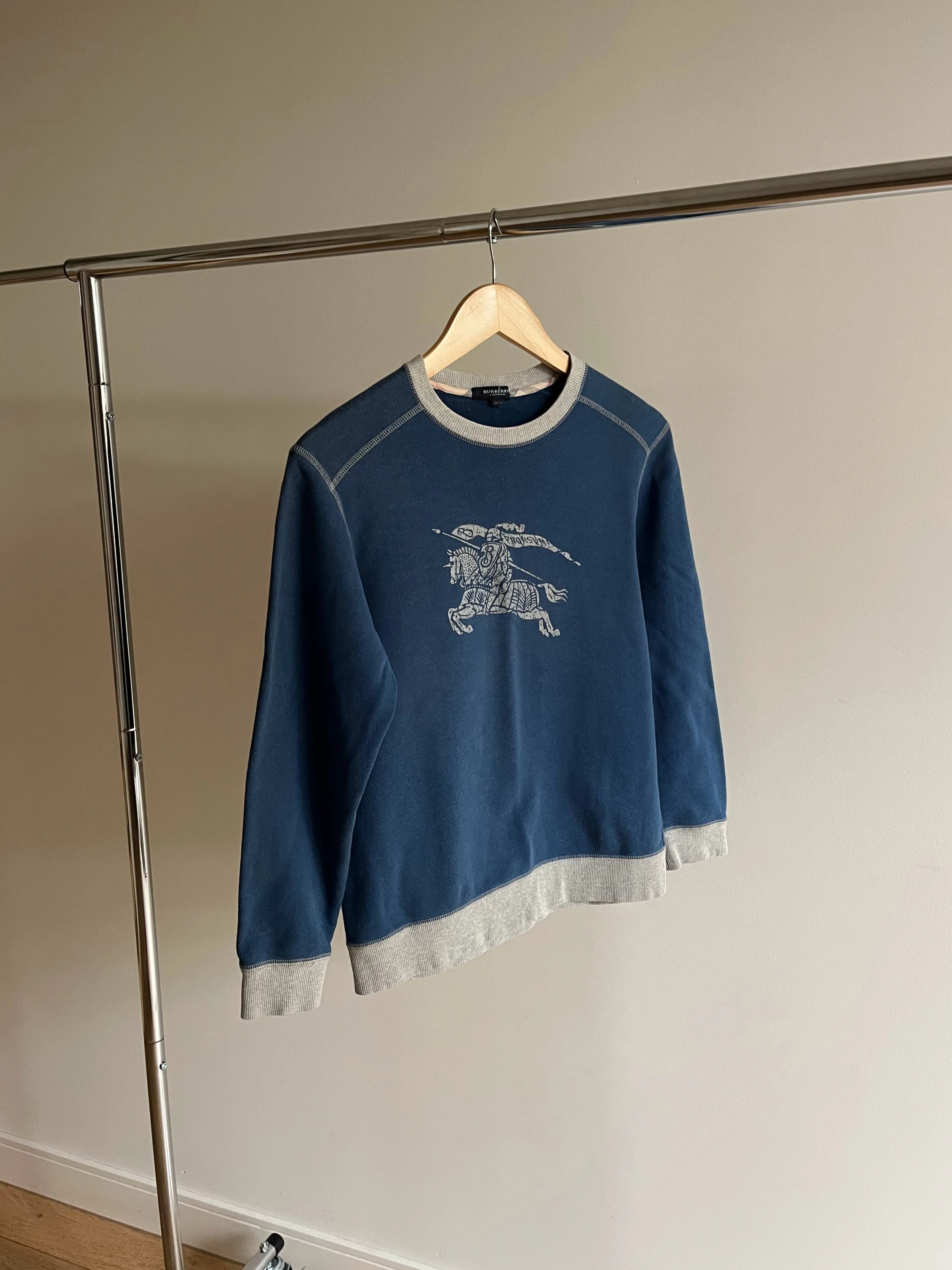 Blue and Grey Burberry Logo Sweatshirt