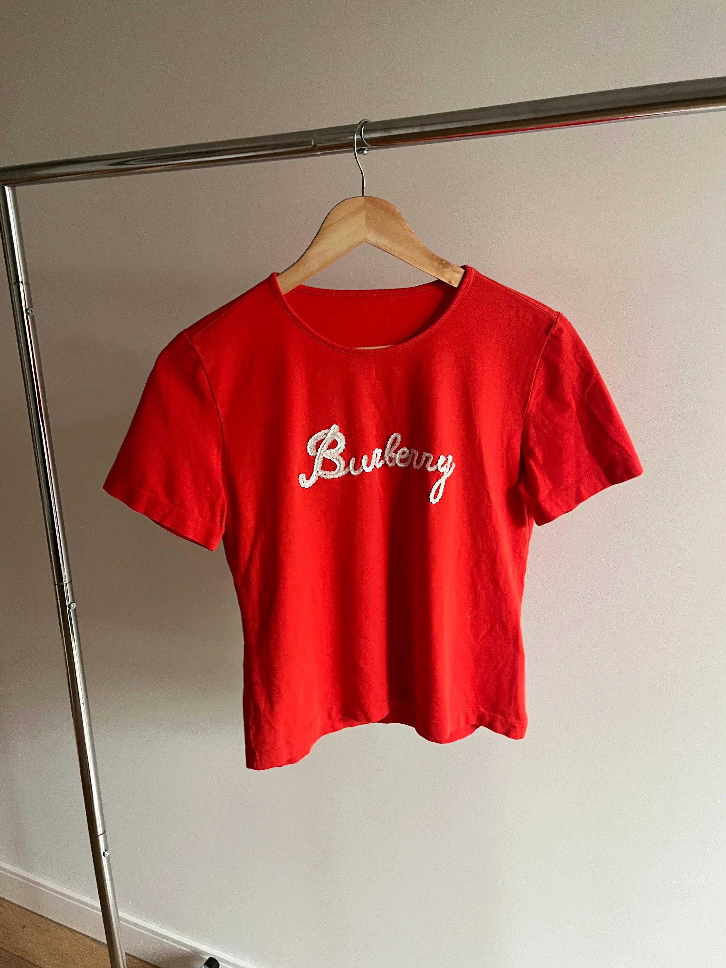 Embellished Red Burberry Tee