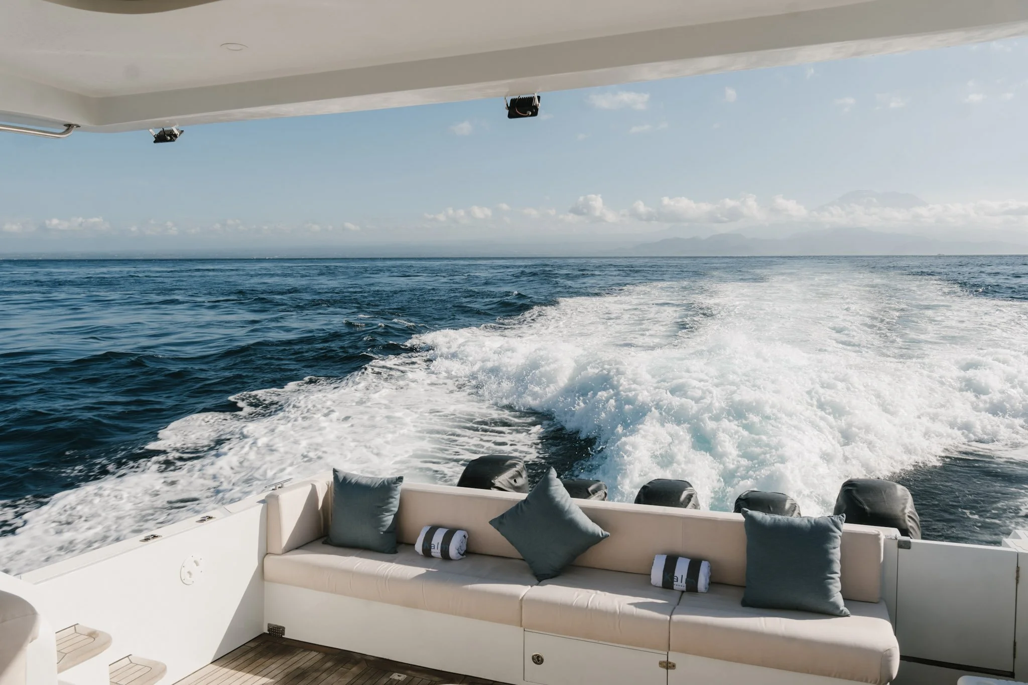 Air-conditioned cabin seating area providing comfort during private charters.