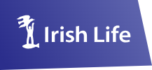 Irish Life logo on a purple background.