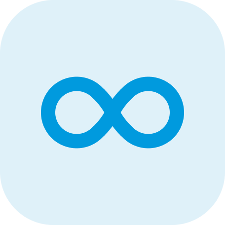 A blue infinity symbol on a light blue background.