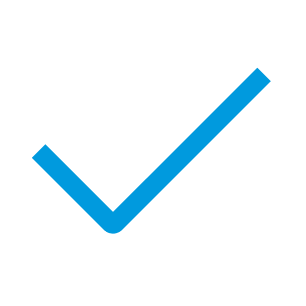 A blue check mark inside a black circle