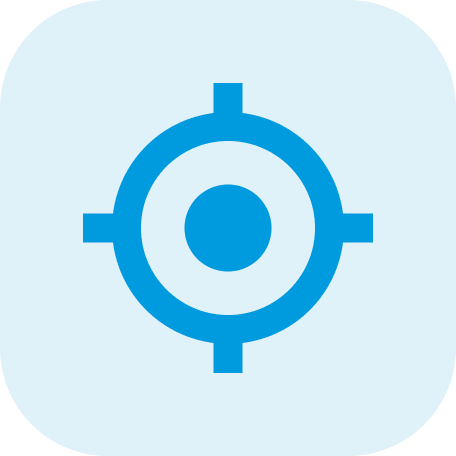 Blue target or crosshair icon on a light blue background.