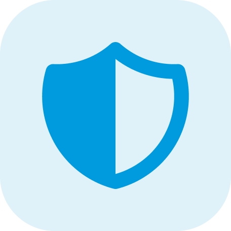Blue shield icon on a light blue background