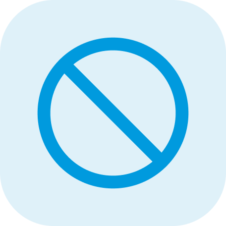 An icon of a blue circle with a diagonal line through it, indicating prohibition or restriction.