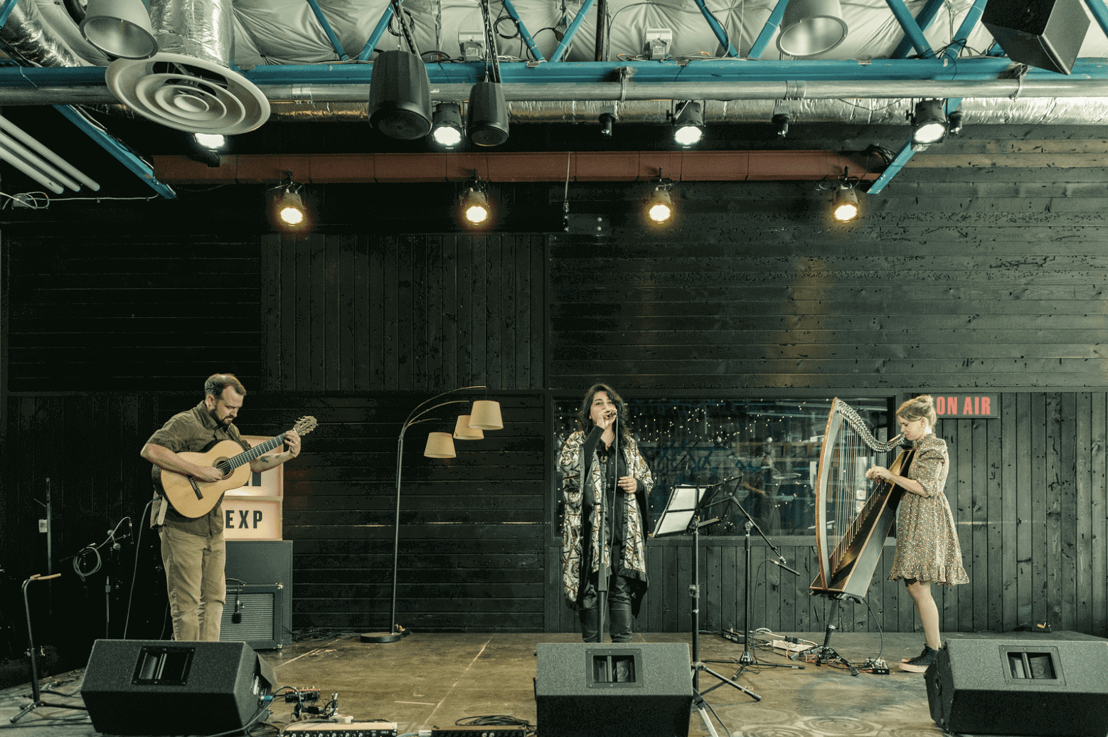 Arooj Aftab performing on stage at KEXP.
