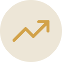 Upward trending stock or financial chart icon in gold on a beige background
