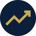 An upward trending arrow on a dark background, symbolizing growth or progress.