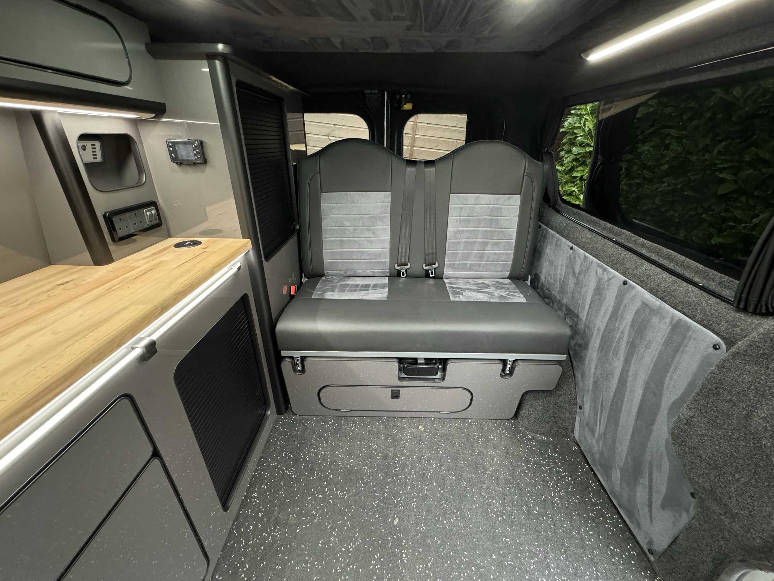 Suede panels, M1 Tested bed, Oak kitchen side, LED alloy strip lighting , list goes on!