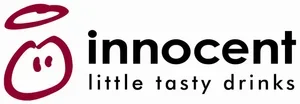 Innocent logo with a stylized apple and the tagline 'little tasty drinks'