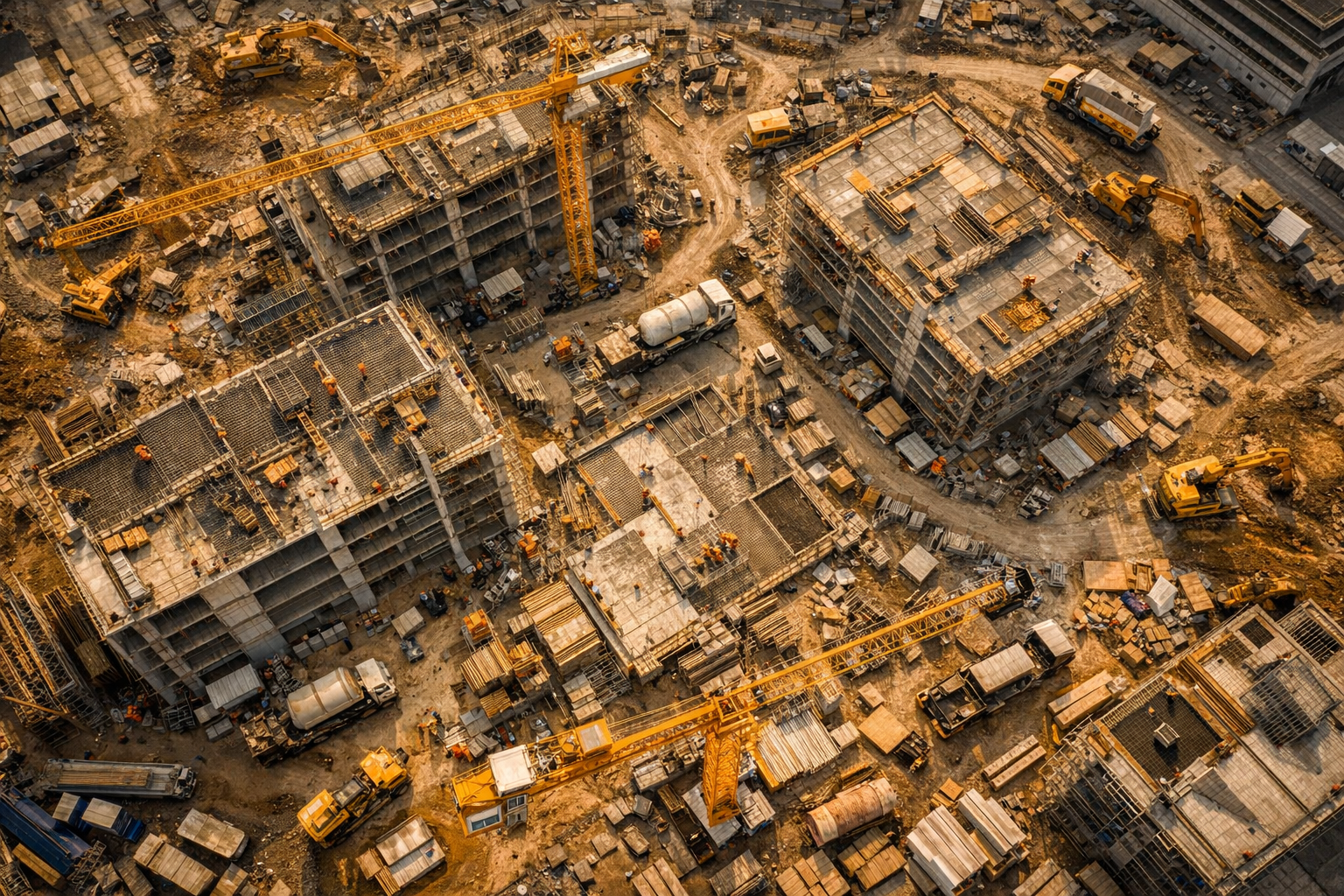 Construction site with cranes – UK construction recruitment