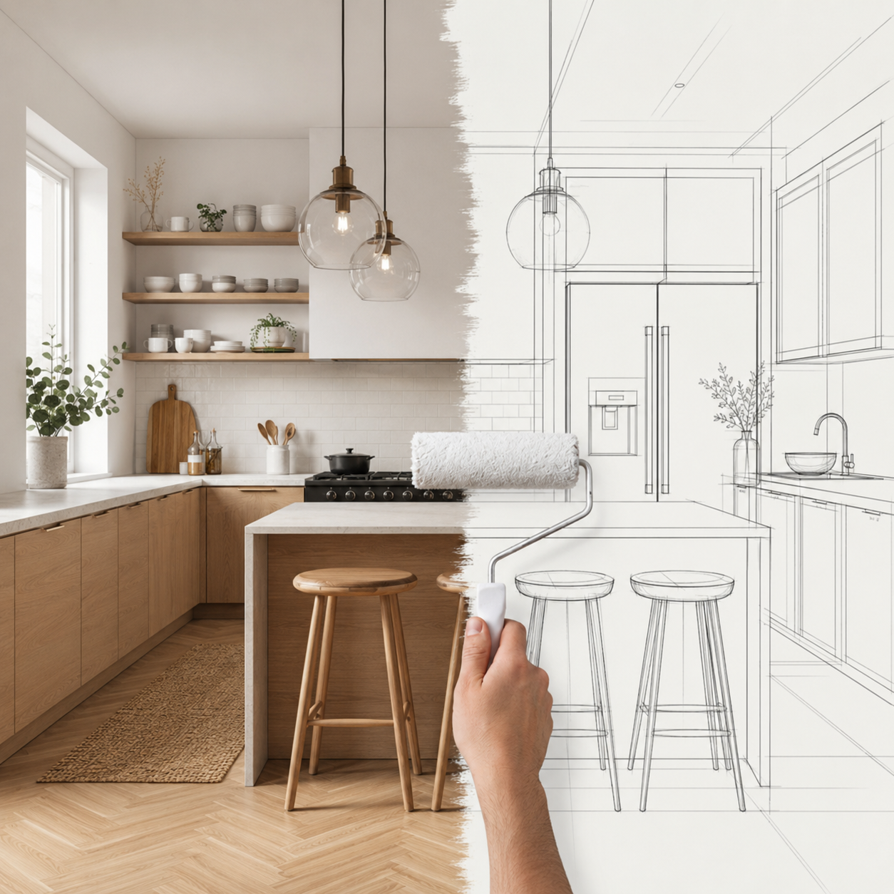 Kitchen renovation in Canterbury, Kent — before and after