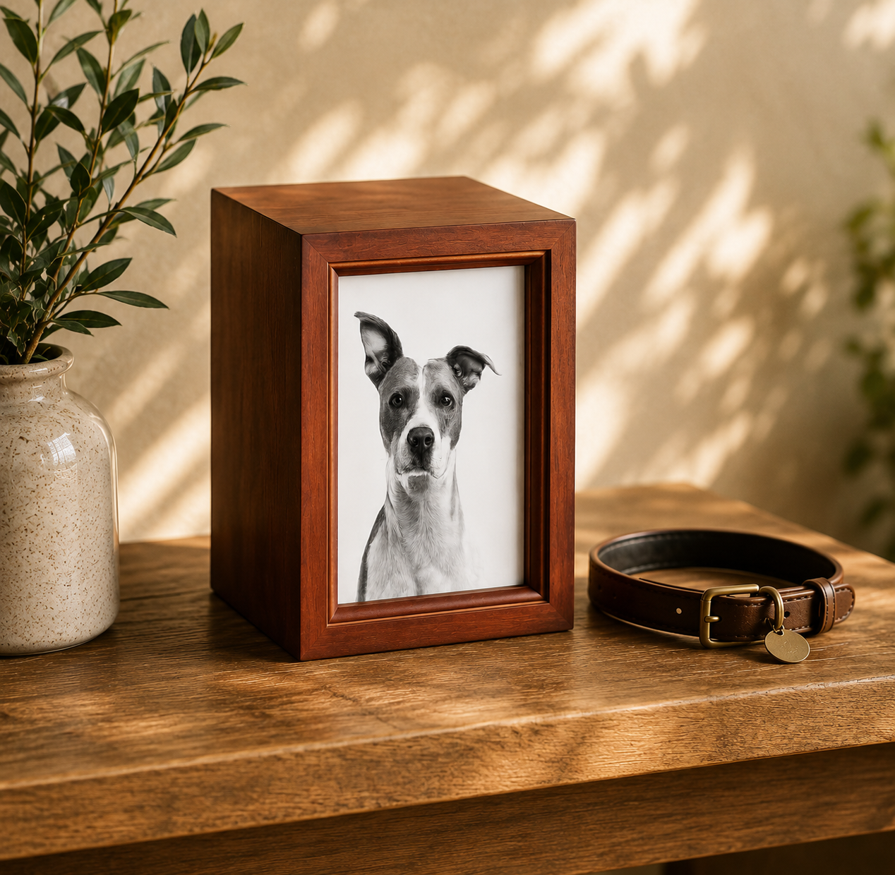 Wooden Photo Memorial Urn
