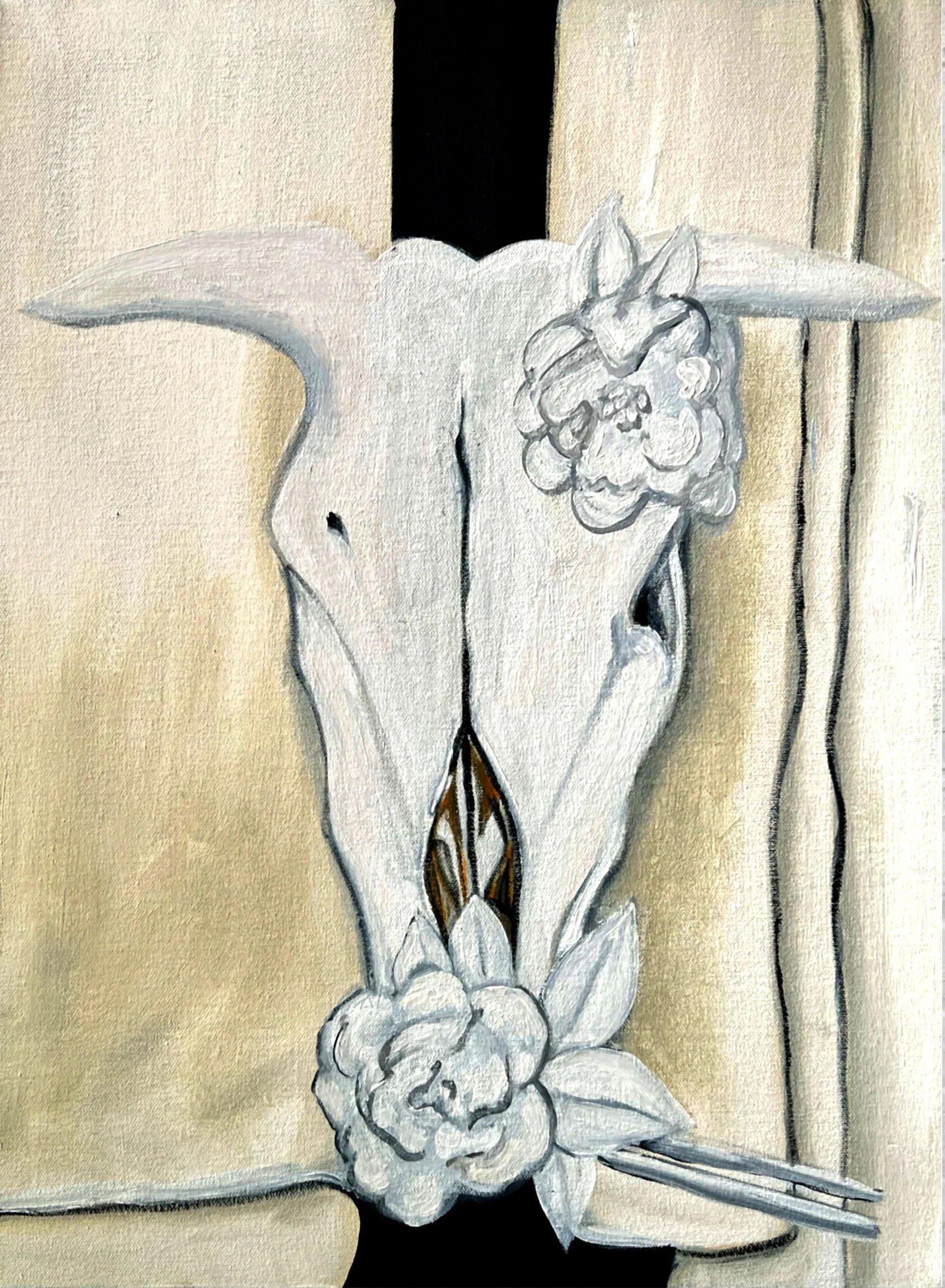 “Blooms of Mortality: a floral elegy to life” 2023 Oil on canvas 50 x 40cm