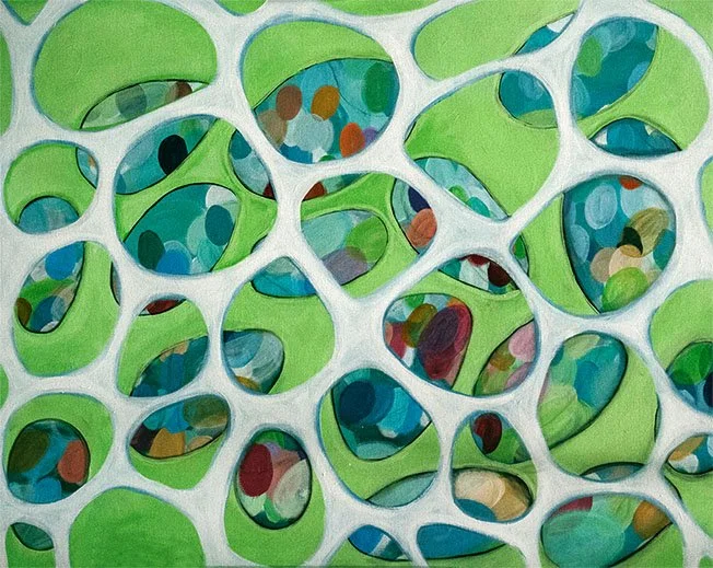 “Under the trellis” 2020 Acrylic on Belgian linen 120 x 150cm