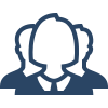 An icon of three female silhouettes with curly hair.