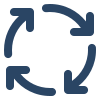 Icon of a recycling cycle with three arrows forming a triangle.
