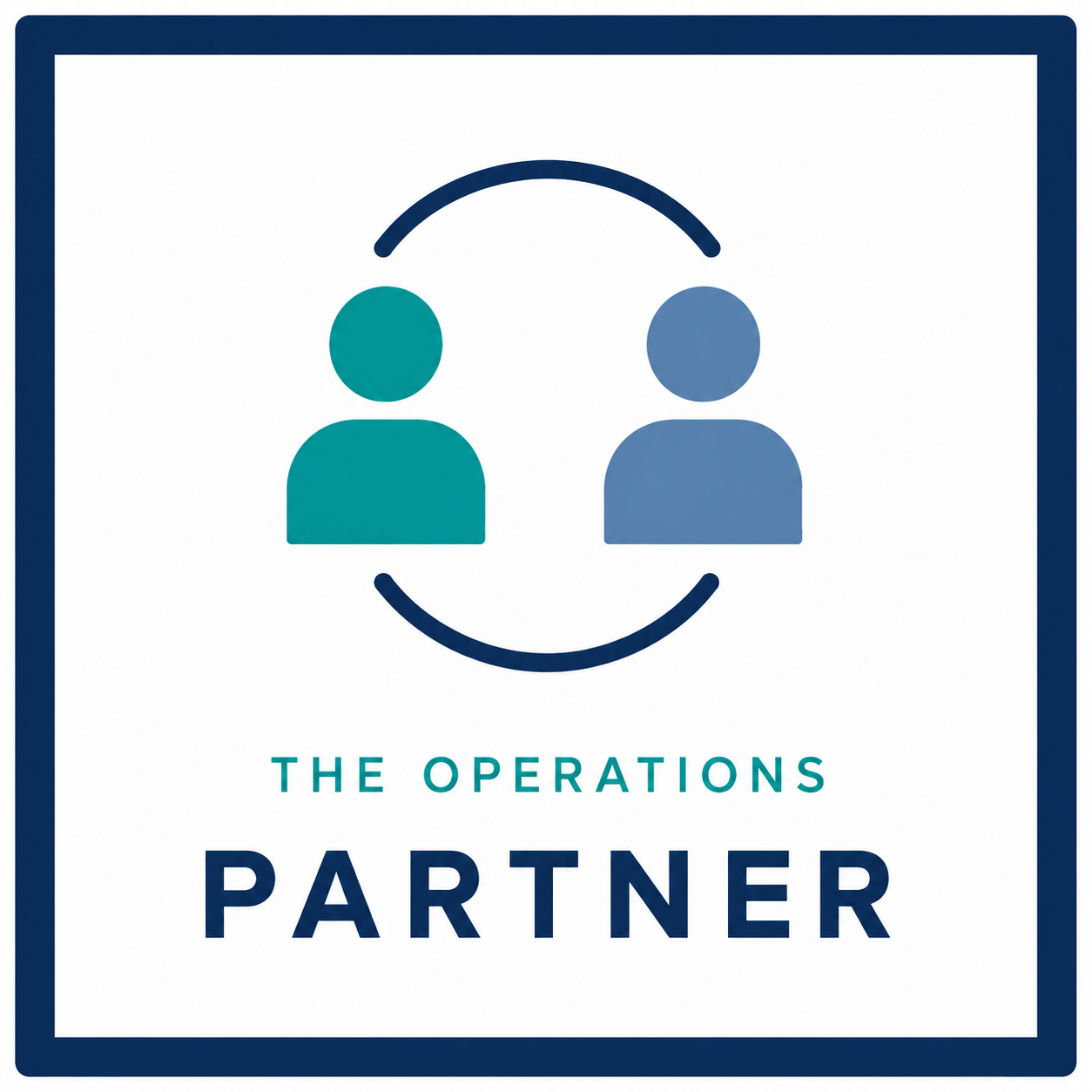 Logo with two stylized human figures connected by a curved line, with the text "The Operations Partner" underneath.