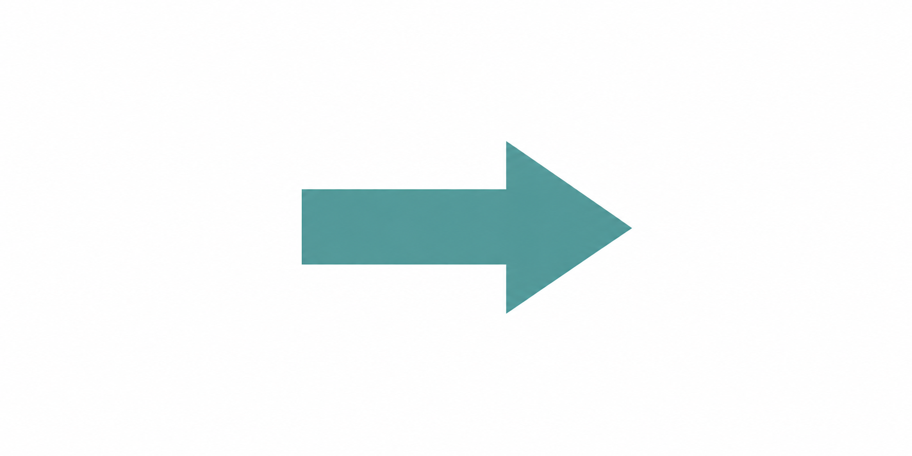 A teal right-pointing arrow on a white background.