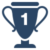 An illustration of a trophy with a number one on it.