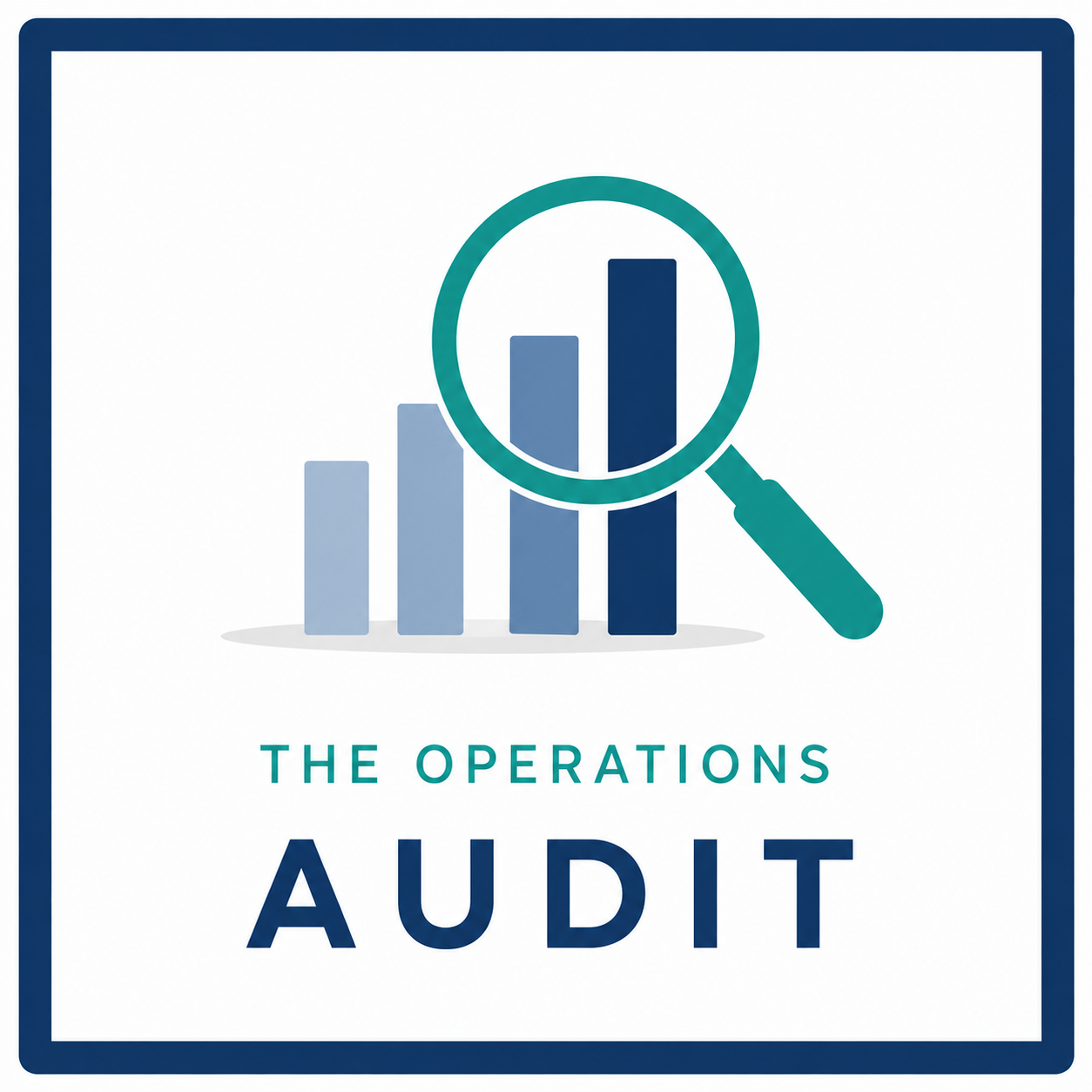 A digital illustration of a bar graph with a magnifying glass highlighting the tallest bar, labeled with the text 'The Operations Audit'.