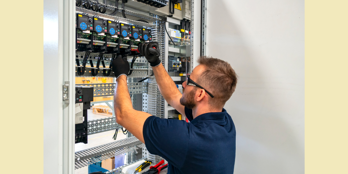 Virginia skilled tradesperson working on an AI rack.