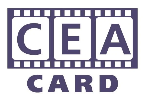 Illustration of the words 'CÉA Card' inside a rectangular border resembling a filmstrip.