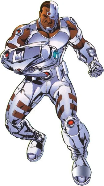 A futuristic armored cyborg or robot with a human face and upper body, in a fighting stance.