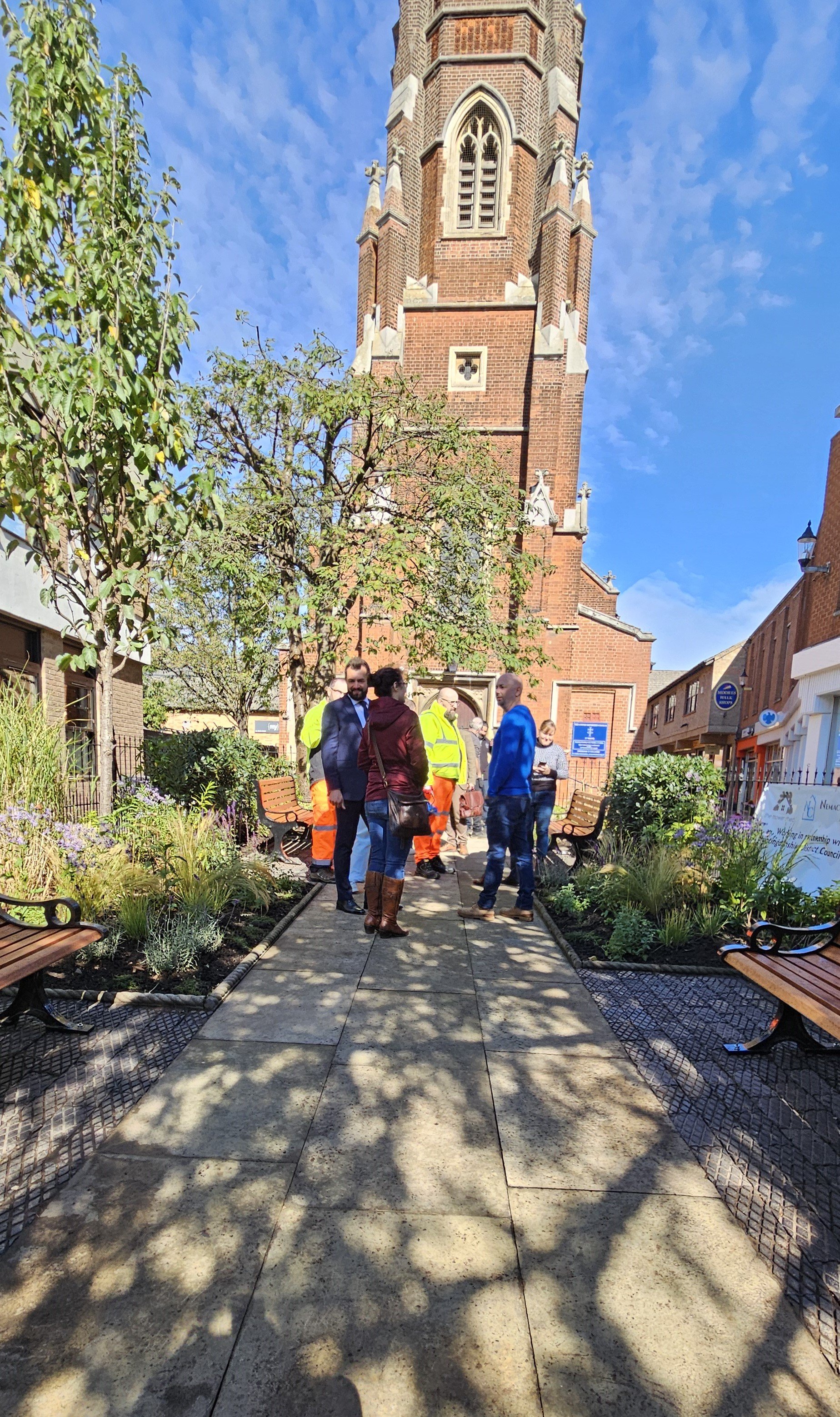 View of the Moores Walk garden facing the United Reformed Church