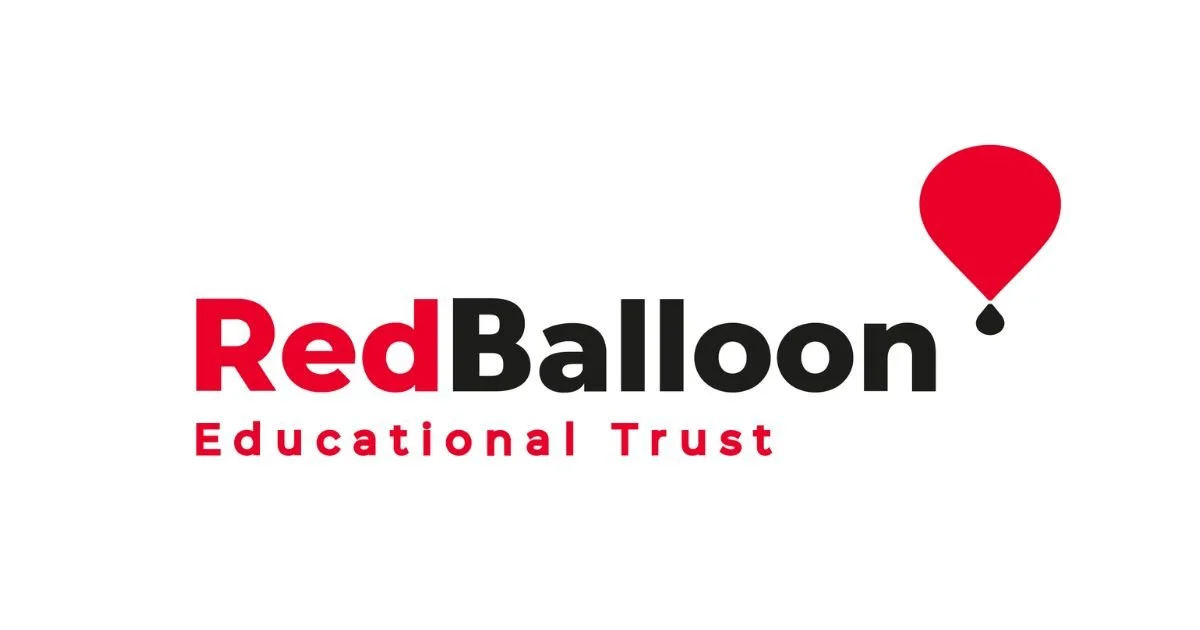Logo for Red Balloon Educational Trust with a red and black balloon graphic.