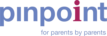 Pinpoint logo with the slogan 'for parents by parents' underneath.