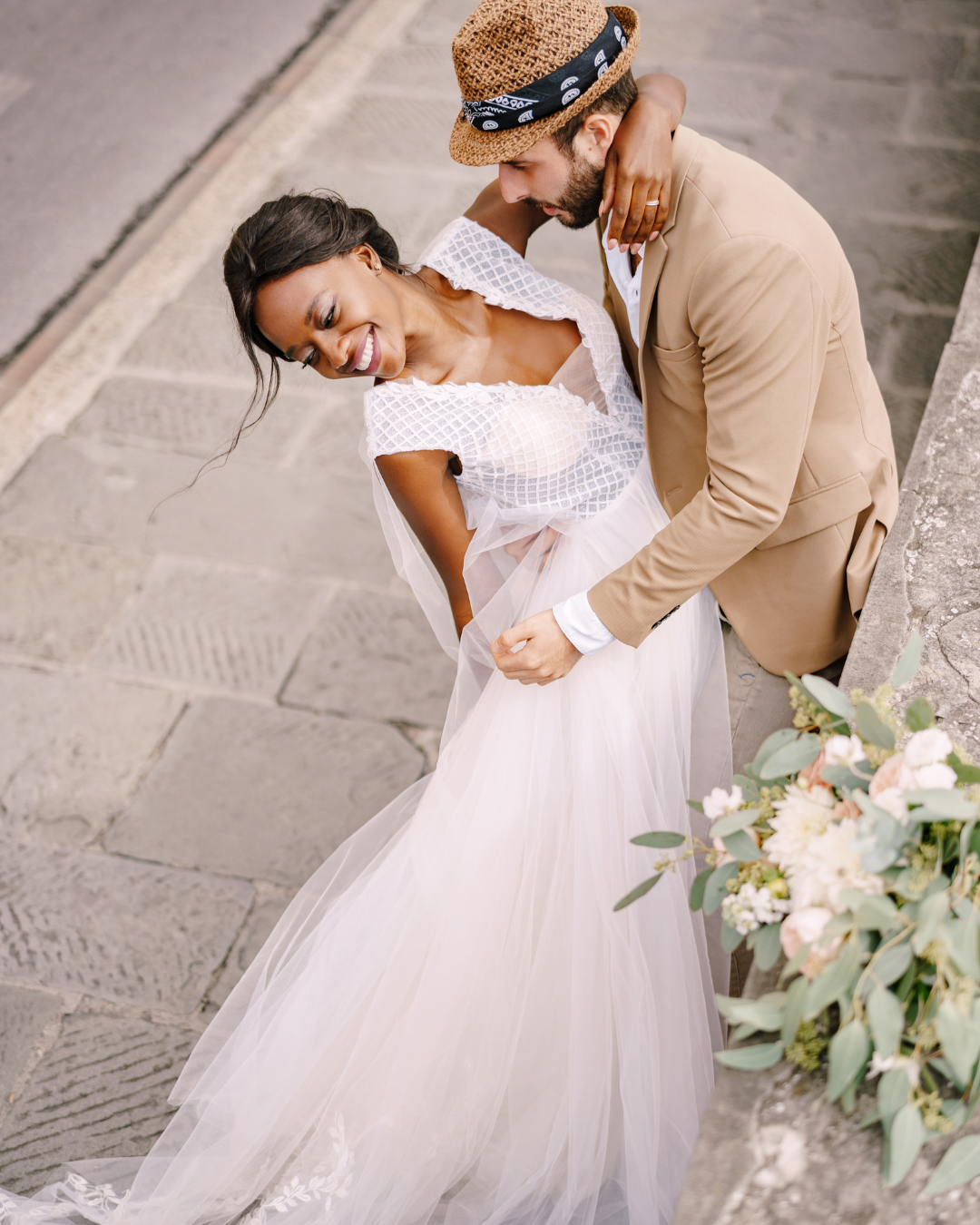 Couple sharing a romantic moment during an intimate wedding experience