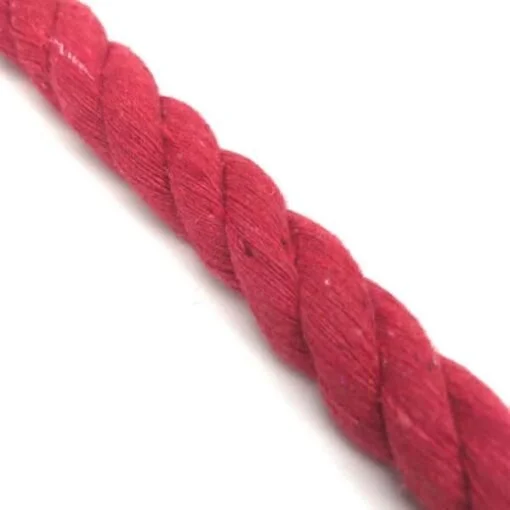 a strand / close up of red shibari rope, soft look, cotton