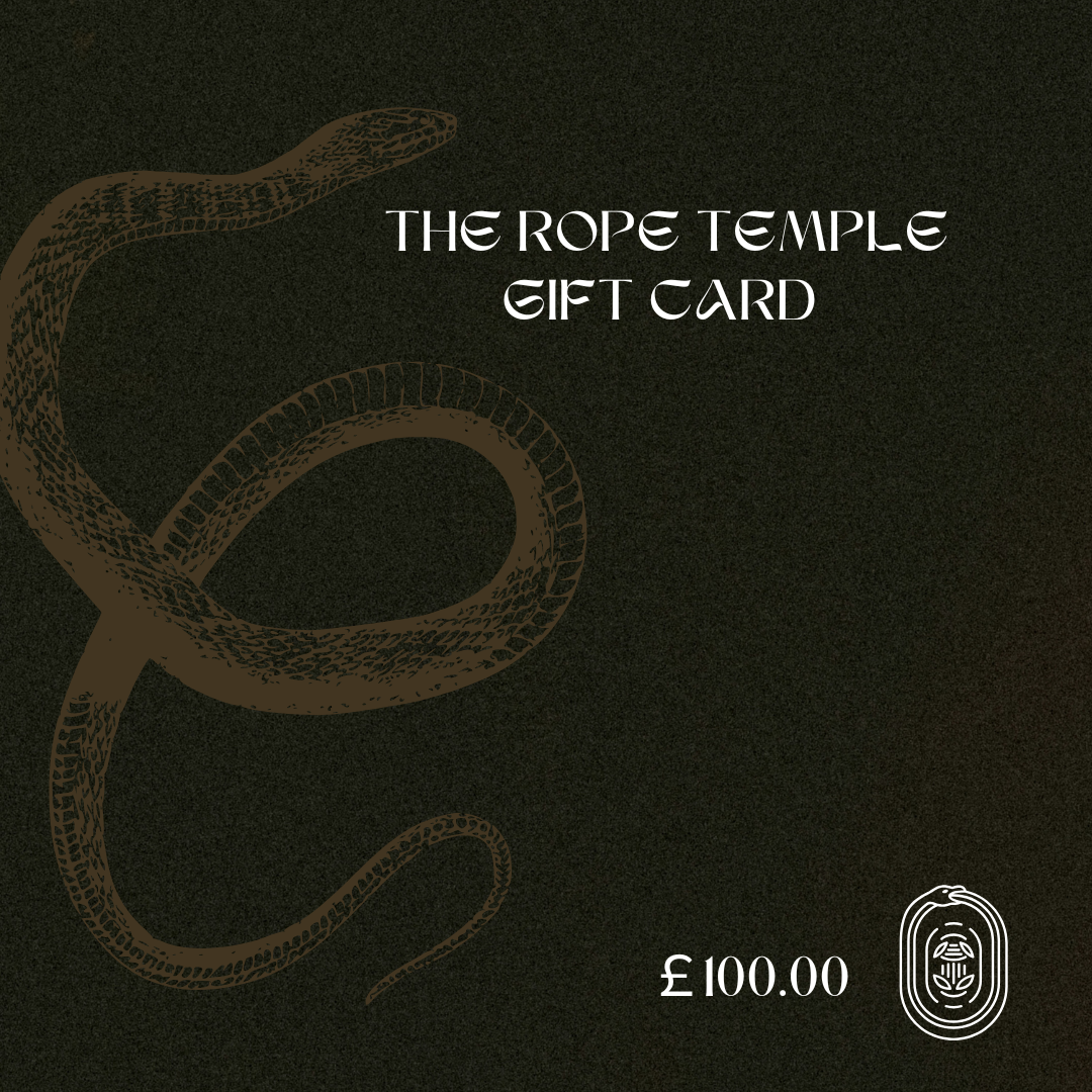 a rope temple gift card, with a snake depicted. Value is 100 pounds