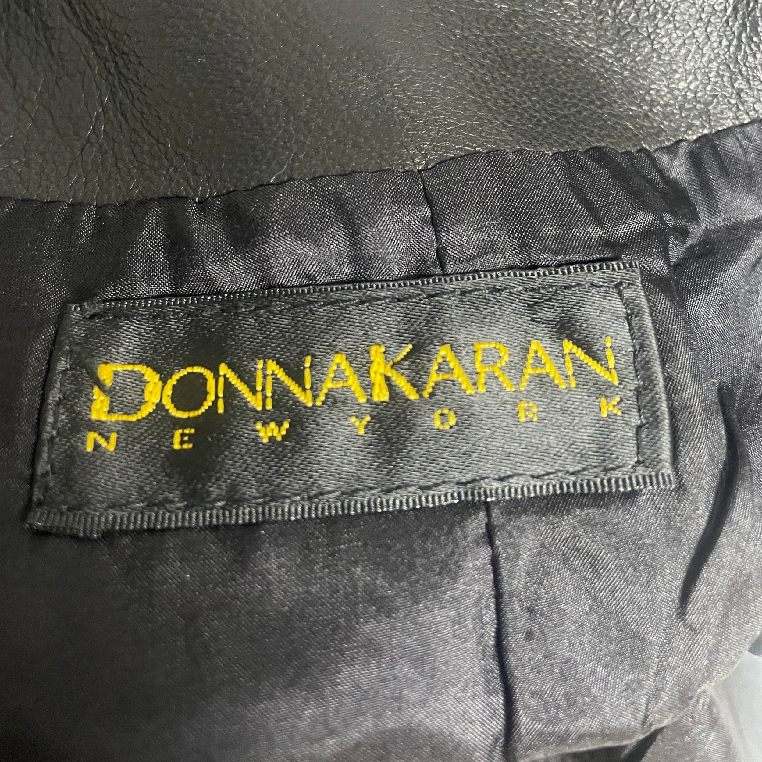Interior DKNY Black Label tag photographed clearly for authenticity and line identification.