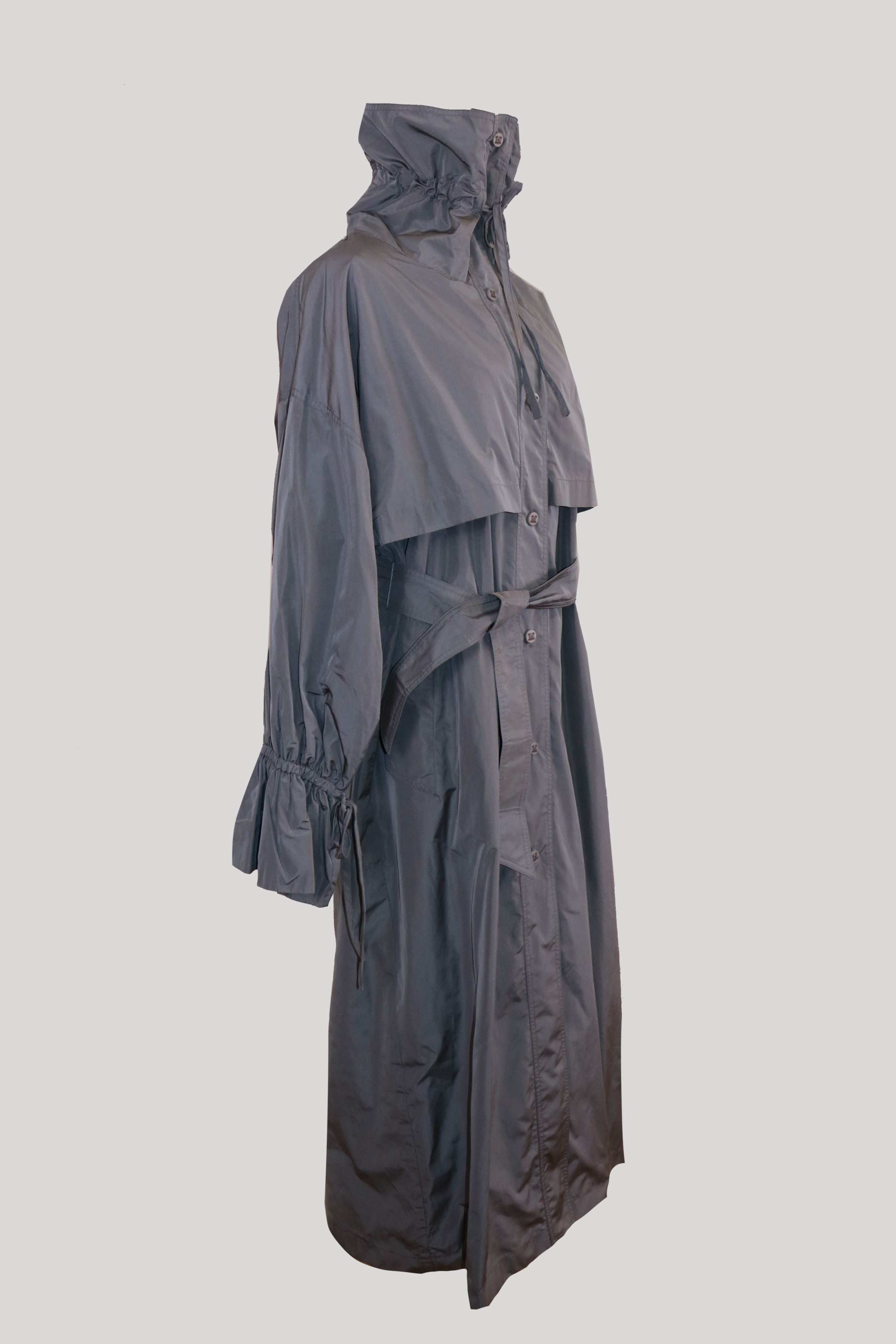 left view of max mara grey pf21 trench coat