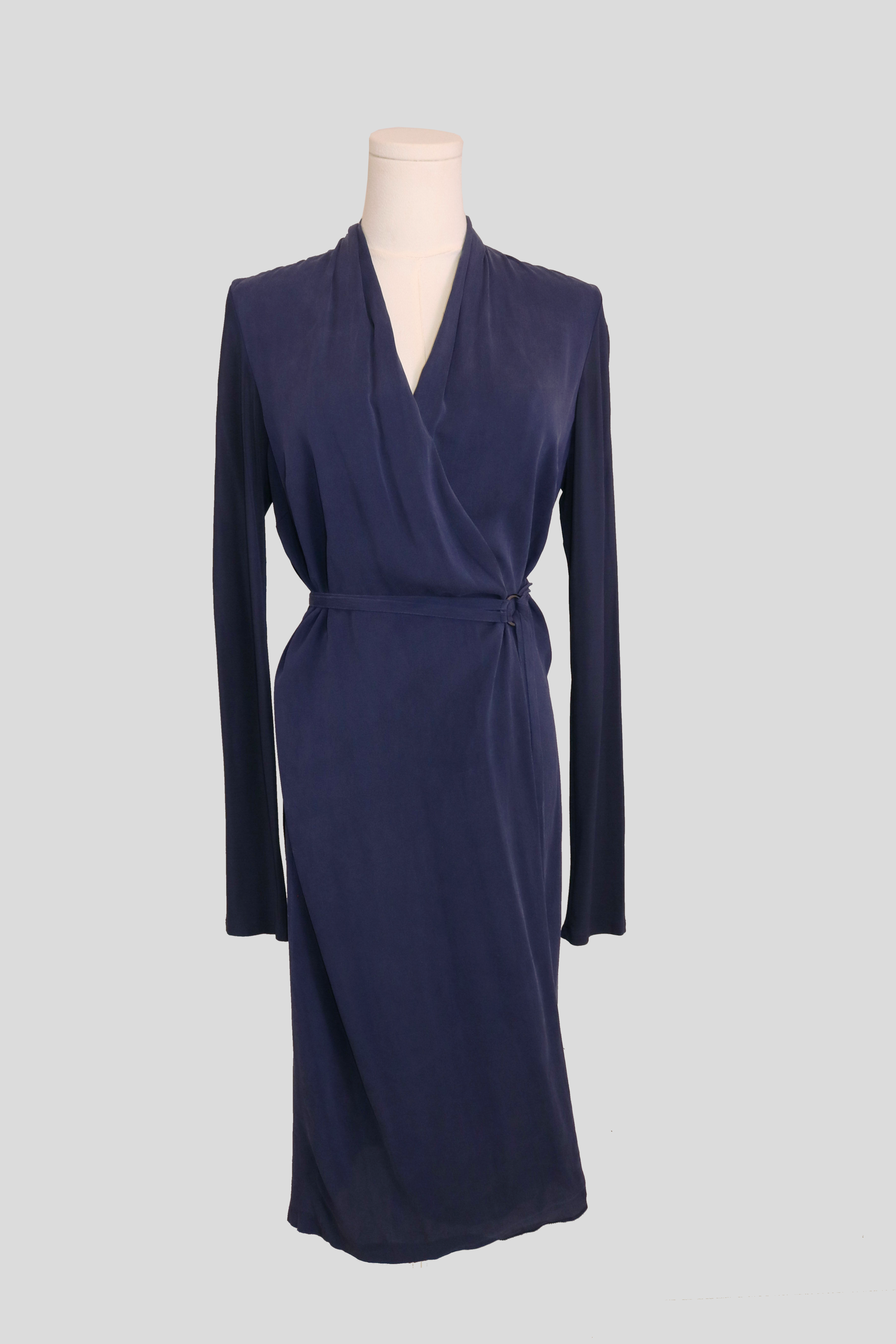 Max Mara | navy silk wrap dress