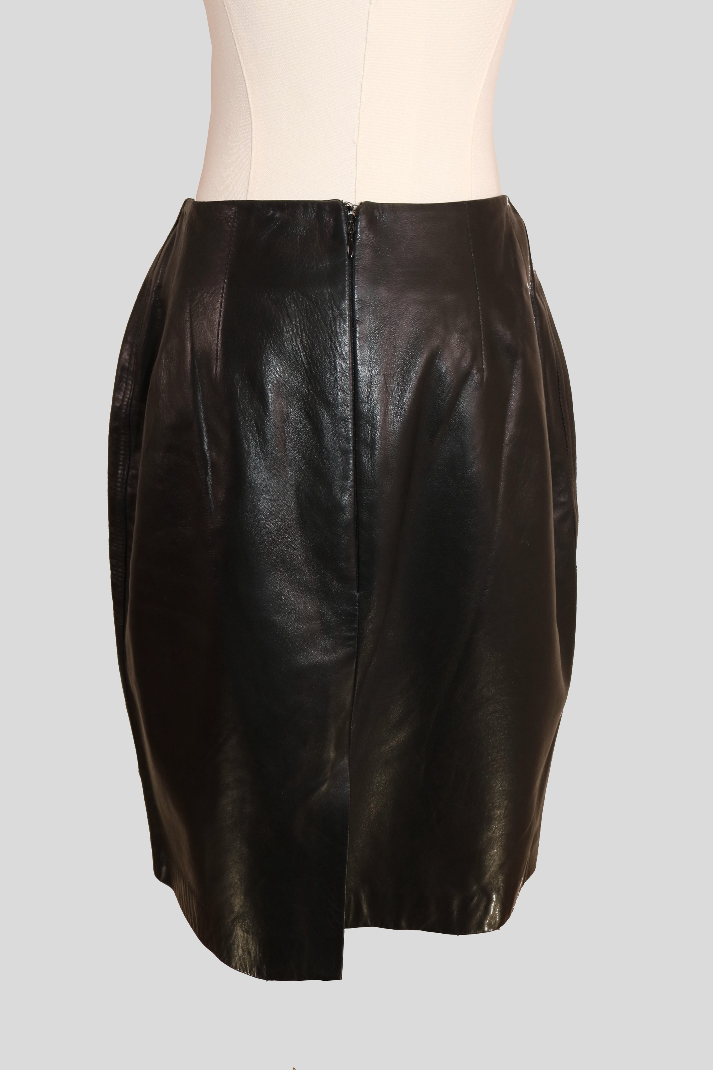 anne-klein-leather-front-pocket-leather-skirt-brown-back.PNG