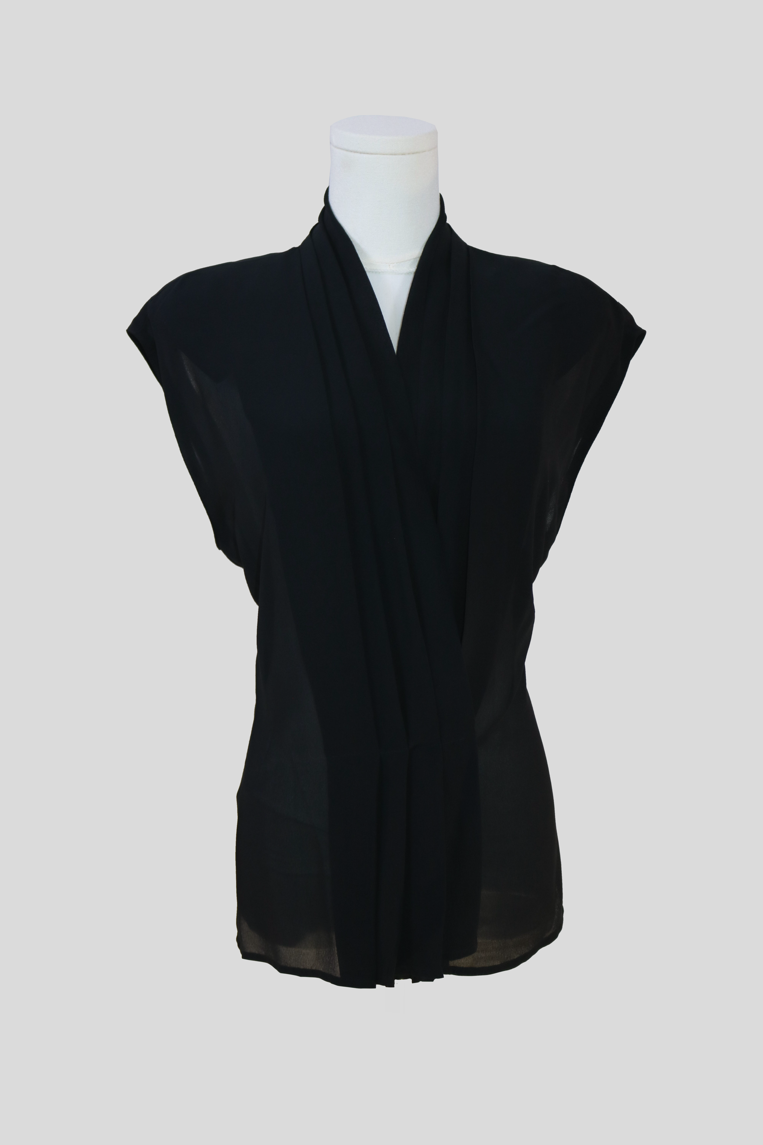Anne Klein | pleated black silk top