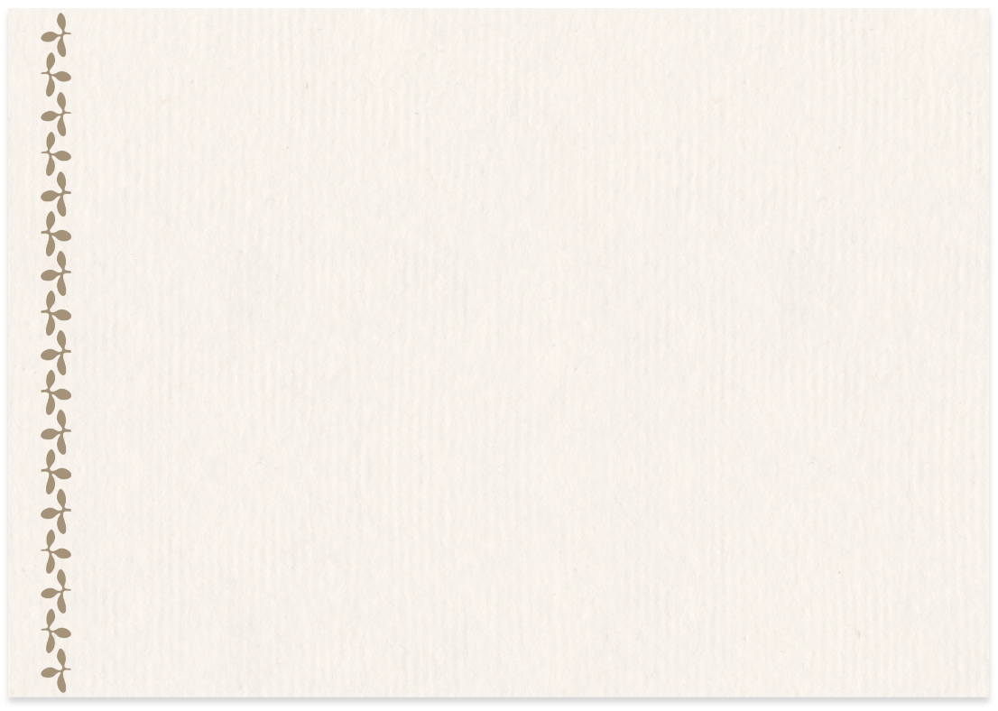 A paper design with a leaf border that has a review for Flourish & Flow.