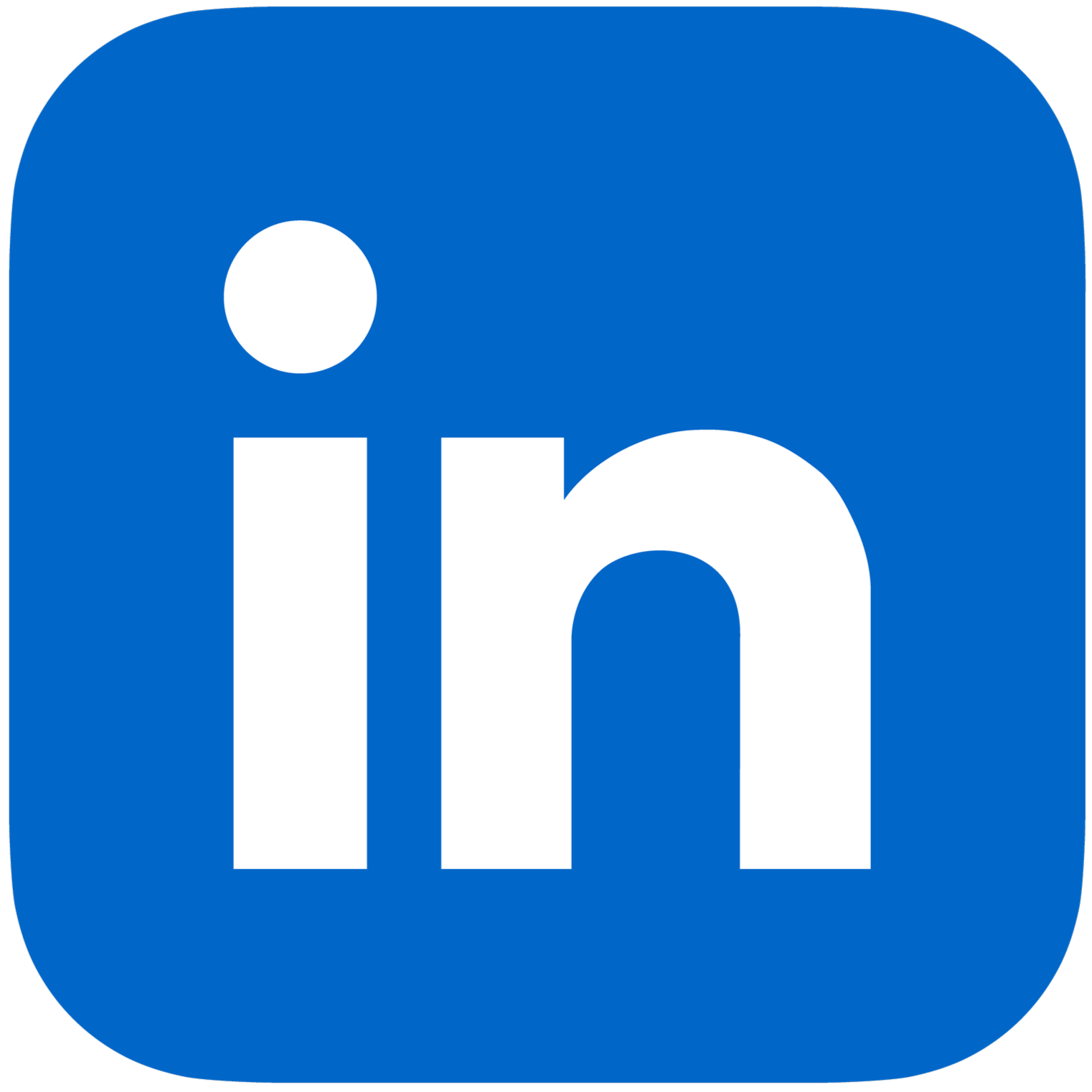 LinkedIn logo with white lowercase letters 'in' on a blue rounded square background.