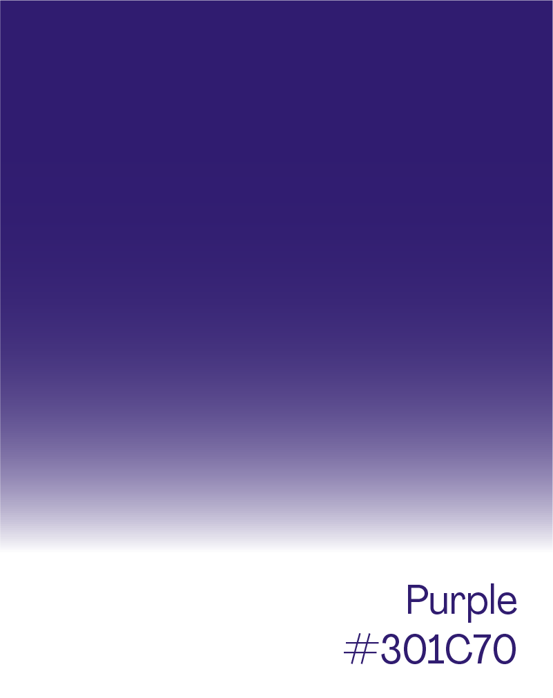 Gradient background transitioning from dark purple at the top to black at the bottom with the word "Purple" and its hex code #301C70