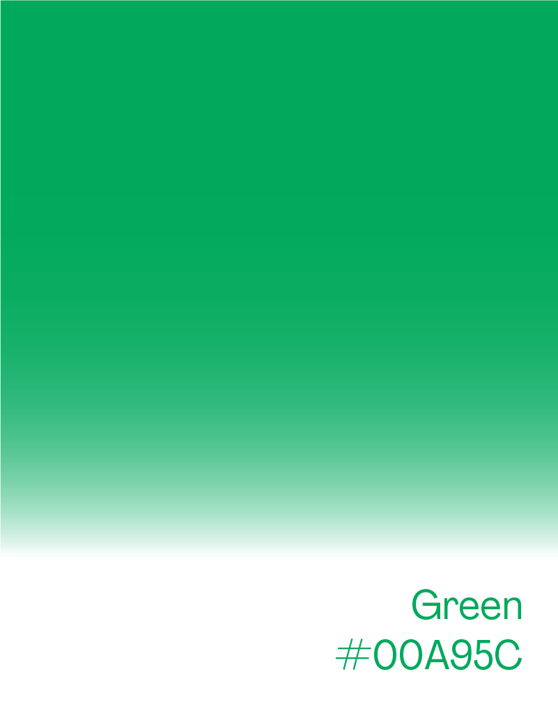 A green gradient background with the text 'Green' and color code '#00A95C' at the bottom.