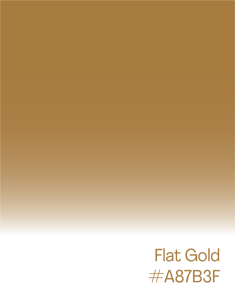 Sample color swatch labeled 'Flat Gold' with hex code #A87B3F.