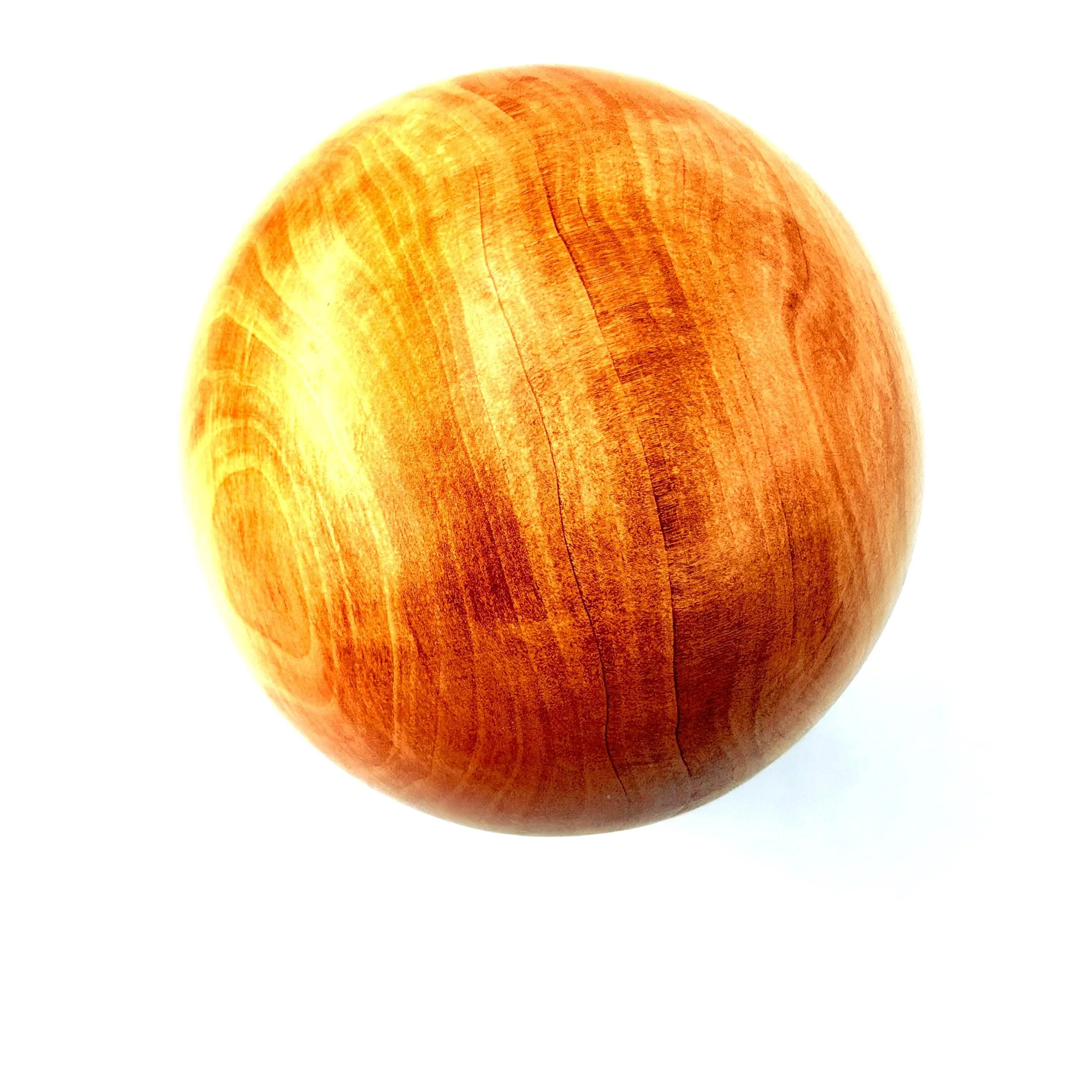 Handgedrechselte Birnenholz‑Kugel Ø 14,5 cm mit warmer Maserung, Unikat aus Österreich